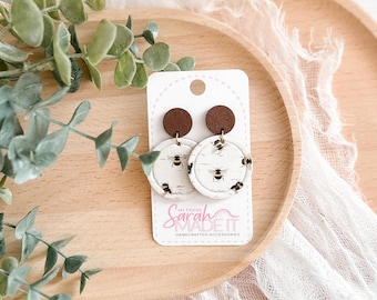 Pastel Pink & Mint Print Disc Earrings