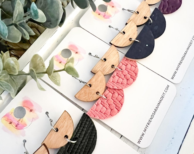 Wood and Leather Earrings