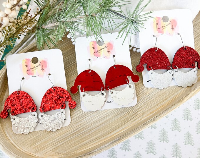 Santa Hat and Beard Earrings