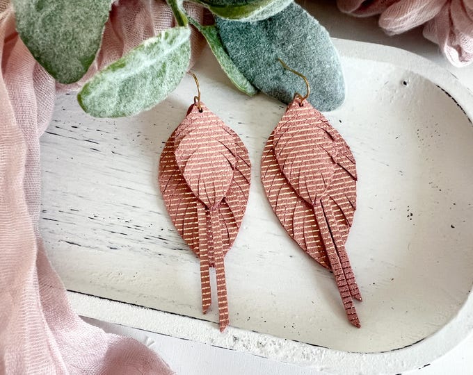 Rose Gold Leather Earrings For Women