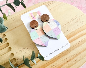 Pastel Checkered Teardrop Earrings