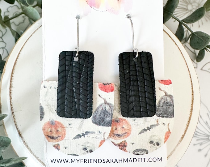 Vintage Halloween Cork Geometric Boho Earrings