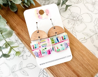 Geometric Pastel Bookshelf Earrings