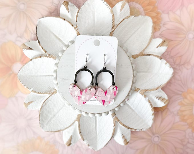 Pink Heart Drop Earrings