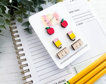 Wooden Teacher Stud Earrings