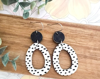 Spotted Oval Drop Earrings