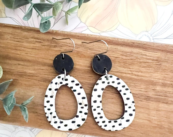 Spotted Oval Drop Earrings