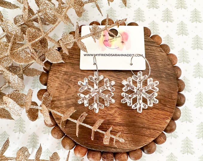 Acrylic Snowflake Hoop Earrings