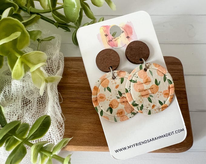 Peach Print Statement Earrings