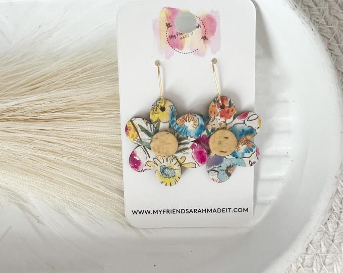 Colorful Doodle Floral Earrings