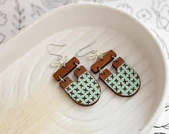 Distressed Aqua Geometric Earrings