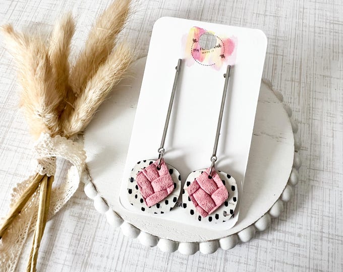 Spotted Cork + Woven Leather Earrings