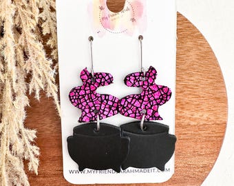 Black & Fuchsia Cauldron Earrings