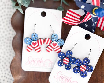 Patriotic Flower Earrings