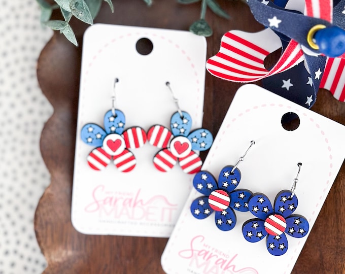 Patriotic Flower Earrings