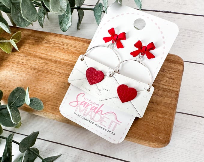 Red Heart Love Letter Earrings