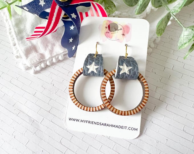 Rustic Star Hoop Earrings