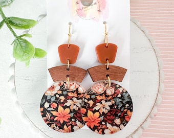 Vintage Inspired Floral Geometric Earrings