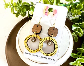 Sunbeam Wooden Geometric Earrings