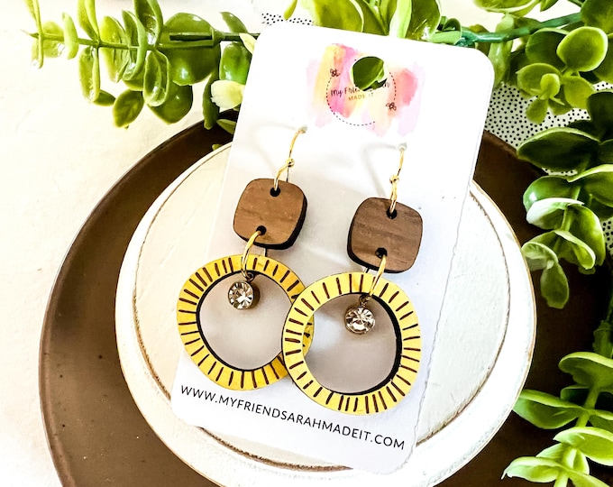 Sunbeam Wooden Geometric Earrings