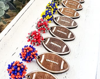 Football Pom Pom Earrings