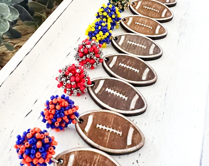 Football Pom Pom Earrings