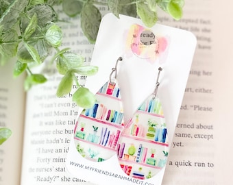 Bookshelf Teardrop Earrings