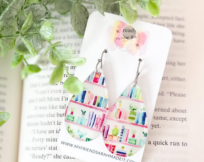 Bookshelf Teardrop Earrings