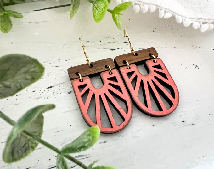 Sunset Glow Wooden Statement Earrings