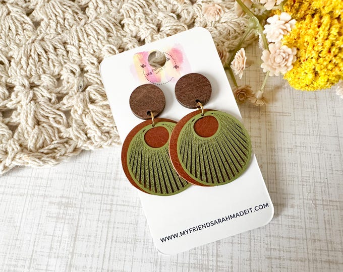 Brown & Green Circle Dangles