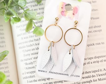 White Leather Chandelier Earrings