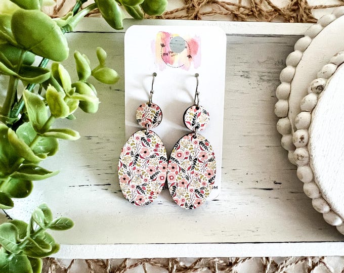 Garden Party Printed Wood Earrings