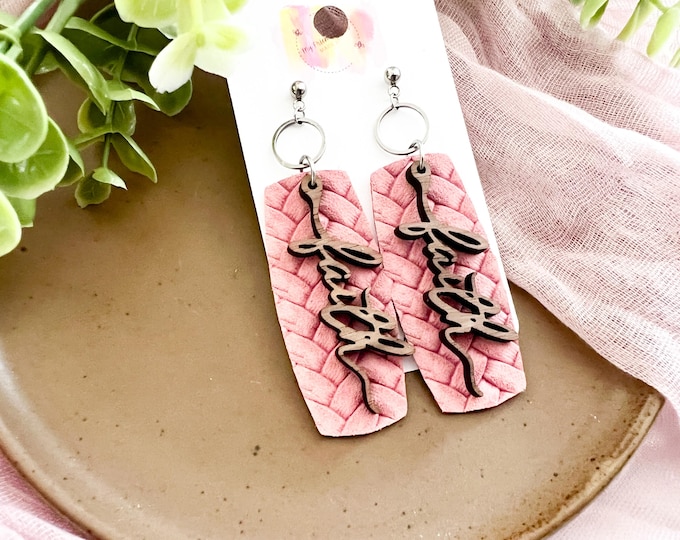 Faith Leather & Wood Earrings