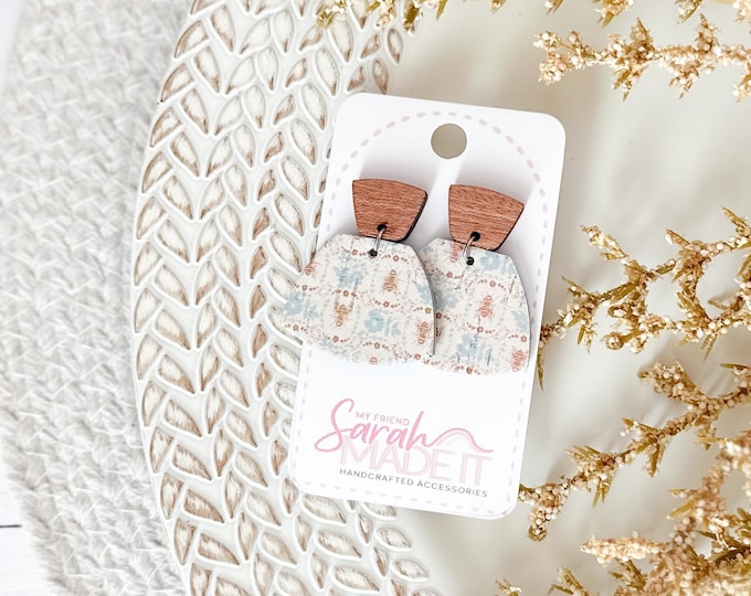 Vintage Bee Cork + Wood Wedge Earrings