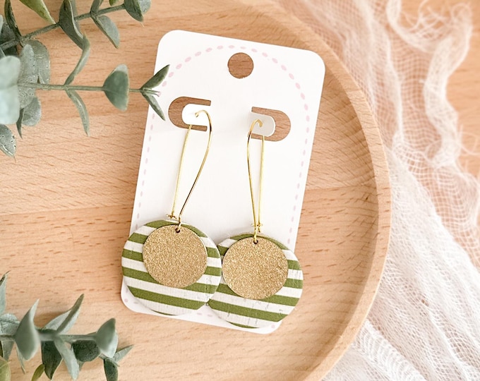 Green & Gold Cork Earrings