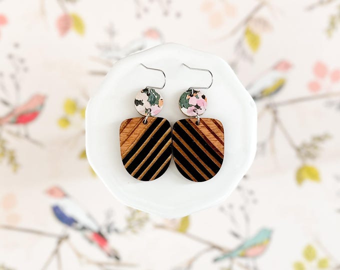 Hand Painted Wood + Floral Cork Dangles