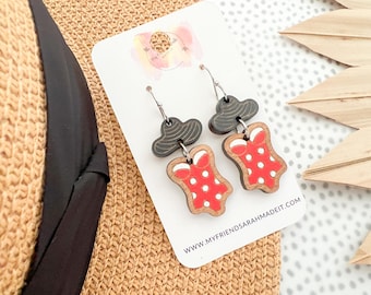 Hand-Painted Swimsuit & Sunhat Wooden Earrings