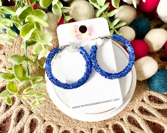 Sparkly Blue Hoop Earrings s