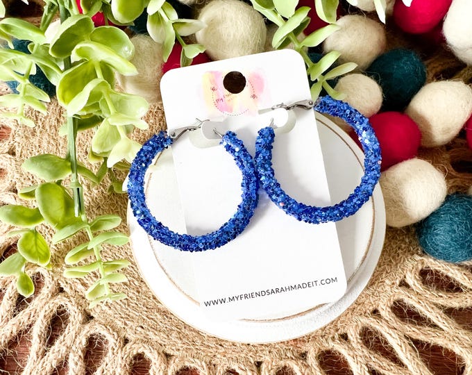 Sparkly Blue Hoop Earrings s