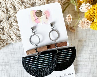 Holographic Stripe Layered Fan Earrings