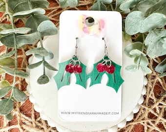 Acrylic Holly Earrings