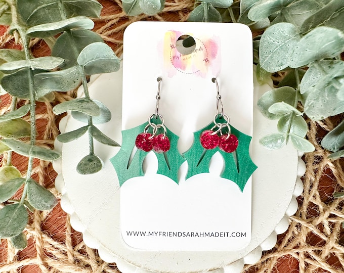 Acrylic Holly Earrings