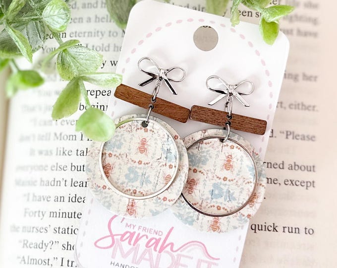 Vintage Bee Cork & Wood Earrings