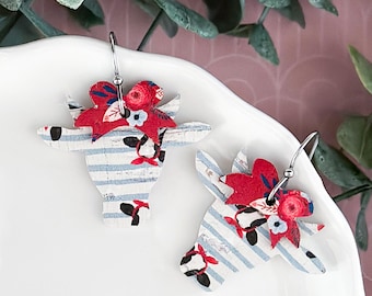 Cow Print Earrings with Bows
