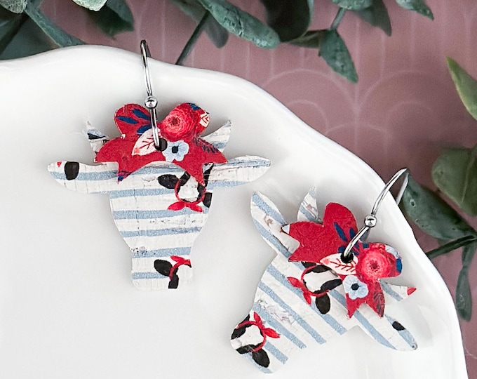 Cow Print Earrings with Bows