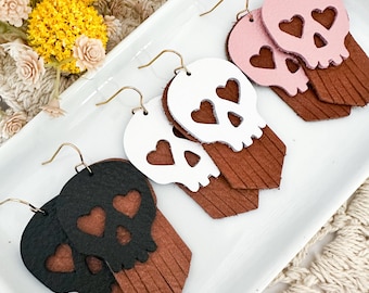 Skull + Fringe Earrings