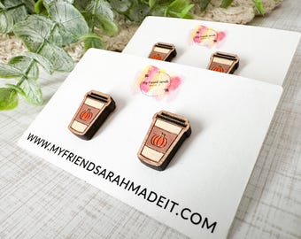 Pumpkin Coffee Cup Studs
