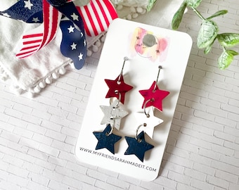Red White Blue Star Earrings