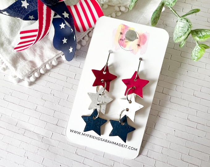 Red White Blue Star Earrings