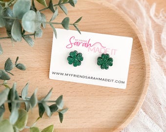 Glitter Shamrock Stud Earrings
